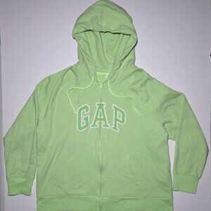 The Gap Womens Lime Green Full Zippered Hooded Jacket with Pockets Size XXL